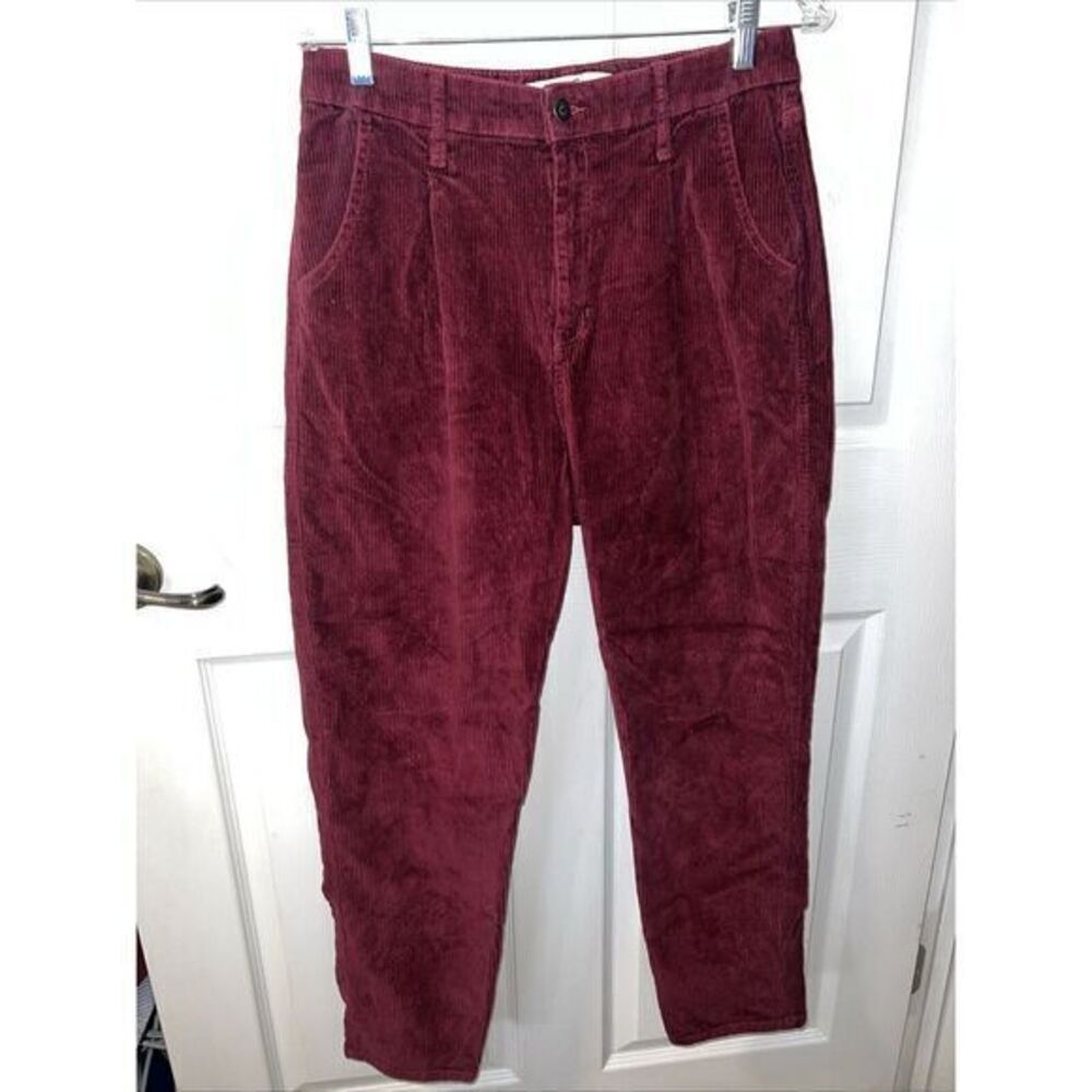 Hollister California Womens Sz 13 Ultra High Rise Burgundy Pants Corduroy